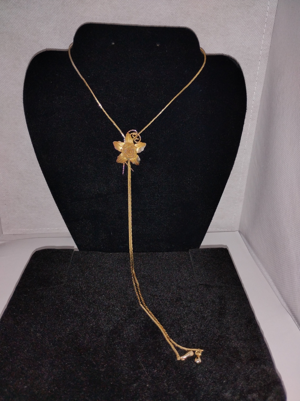 Gold Flower Lariat Necklace - Women Jewelry